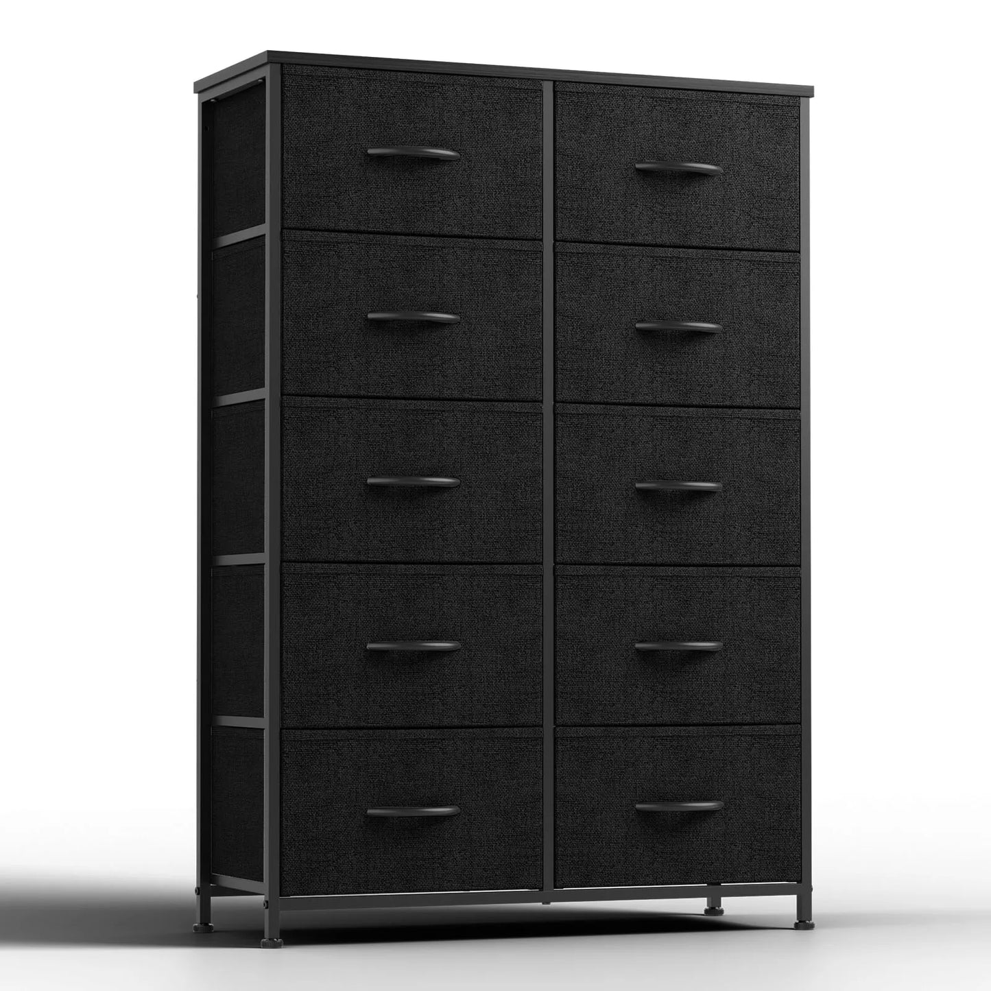 JHK Bedside Table With 10 Fabric Drawers And Steel Frame