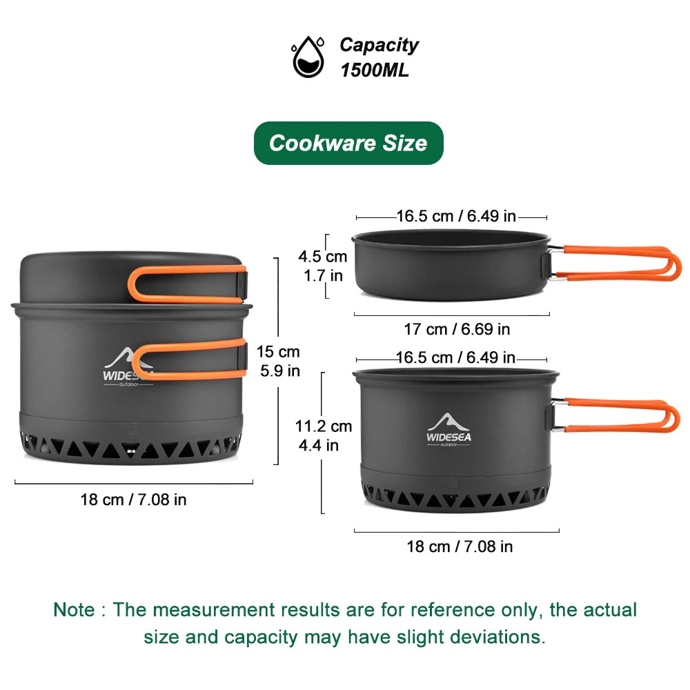 Widesea Outdoor Camping Cookware Set With Pot And Kettle