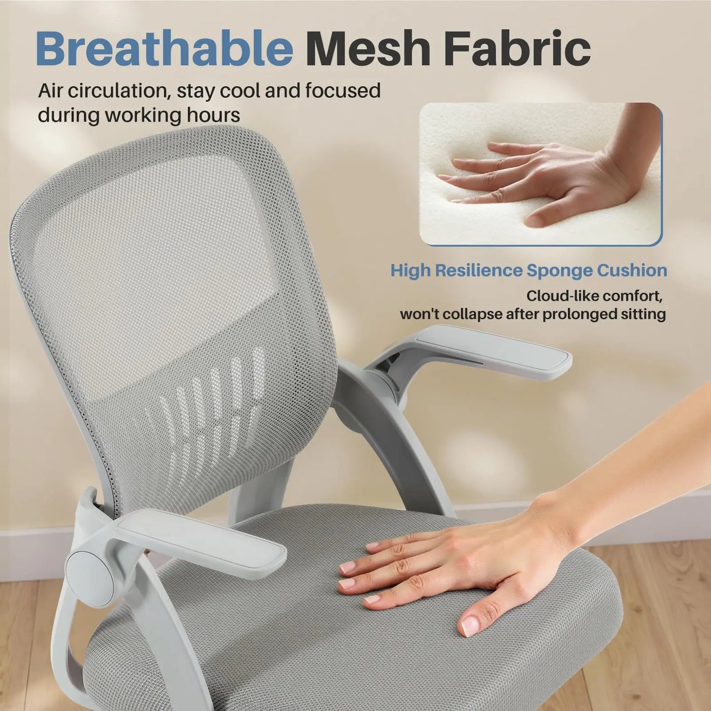 JHK Ergonomic Office Chair With Lumbar Support And Flip-Up Armrest