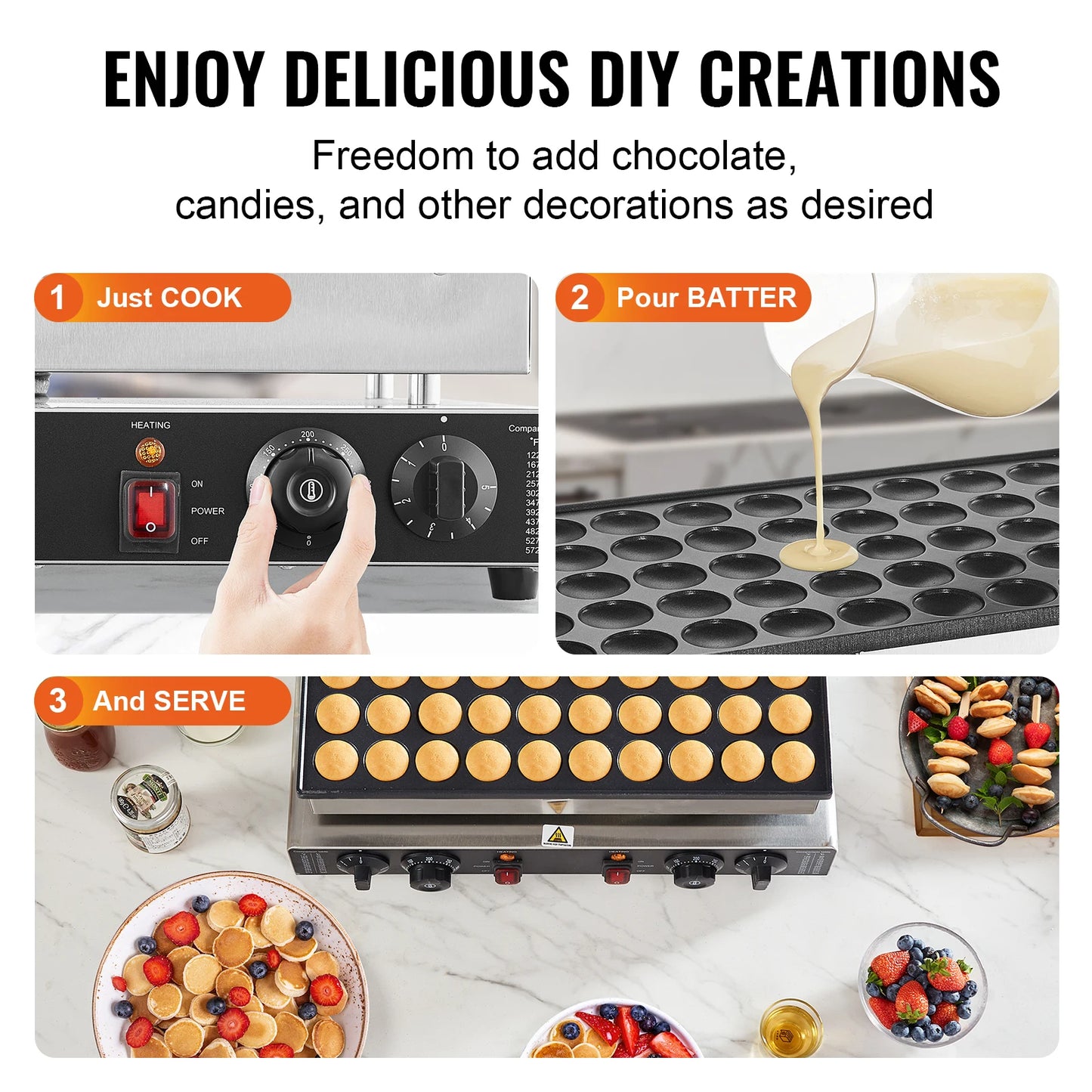 SucceBuy 50Pcs Dutch Pancake Dorayaki Maker Dual Temp Control