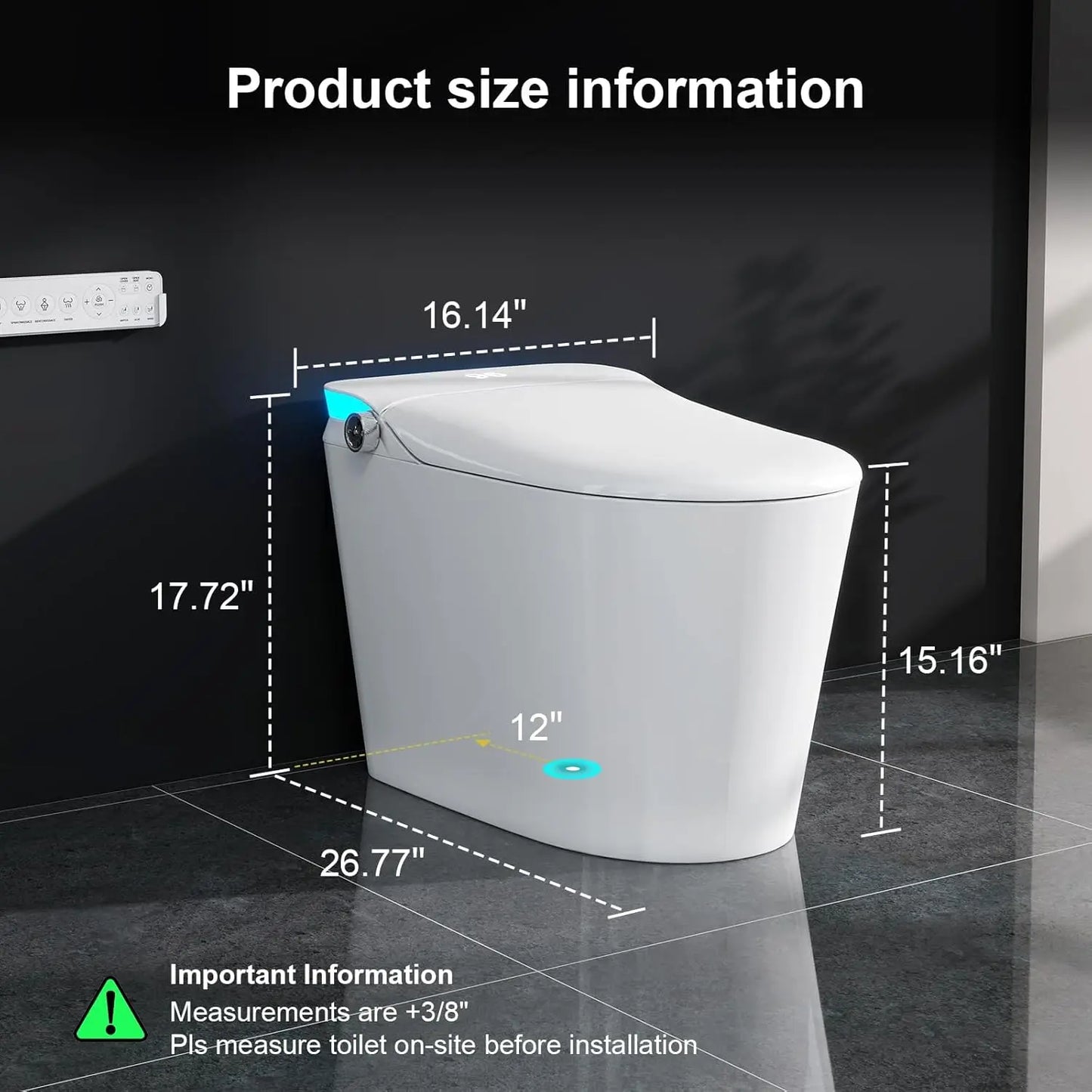 Smart Toilet With Bidet, Auto Open Close And Auto Flush