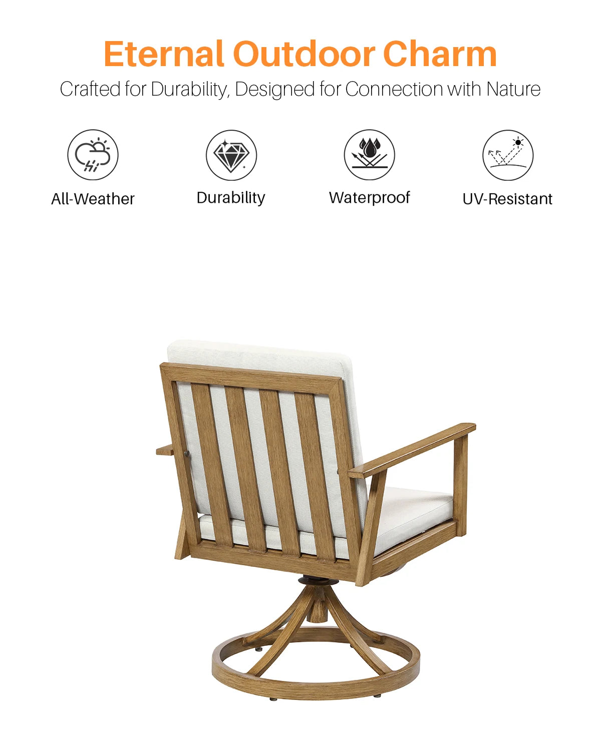 SeeHill Aluminum Outdoor Dining Table Set With Swivel Chairs