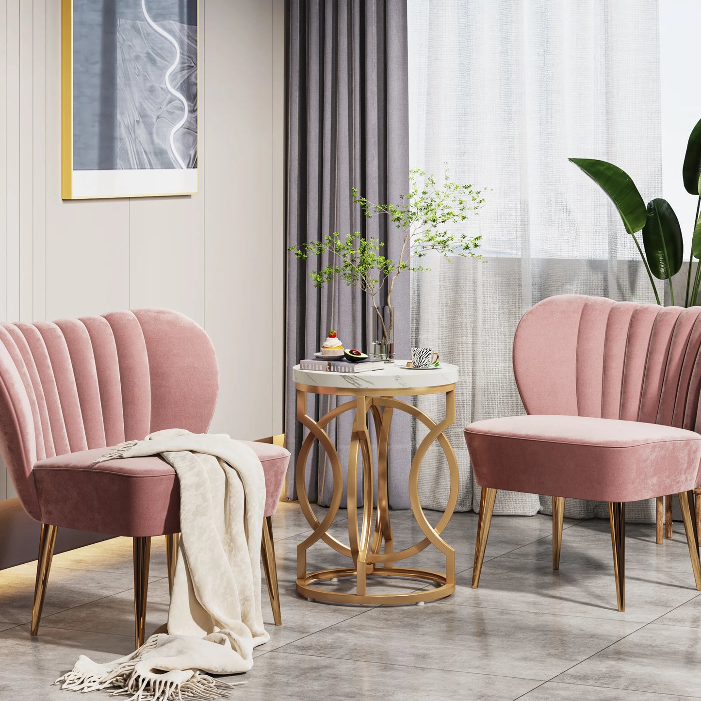 Tribesigns Modern Round End Table With Wood Top And Base