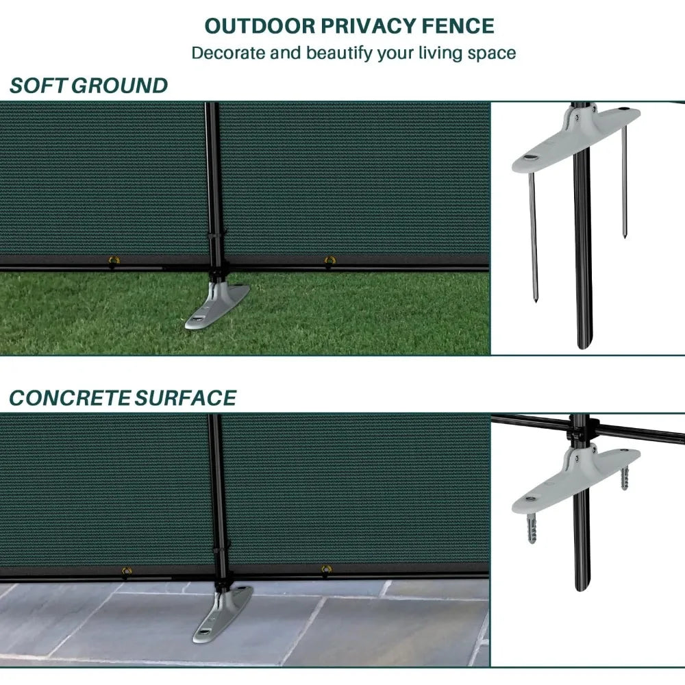 Outdoor Divider Privacy Fence With Iron Poles Ground Spikes For Backyard Patio