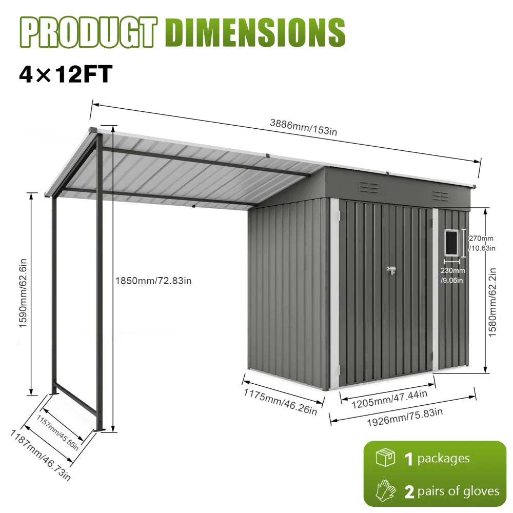 Metal Lean To Shed With Open Sided Pergola And Gazebo