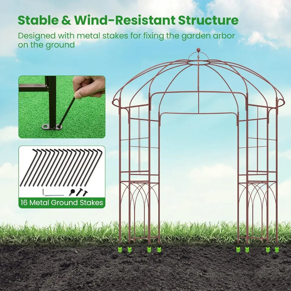Birdcage Shape Garden Arbor Gazebo Arch For Climbing Plants