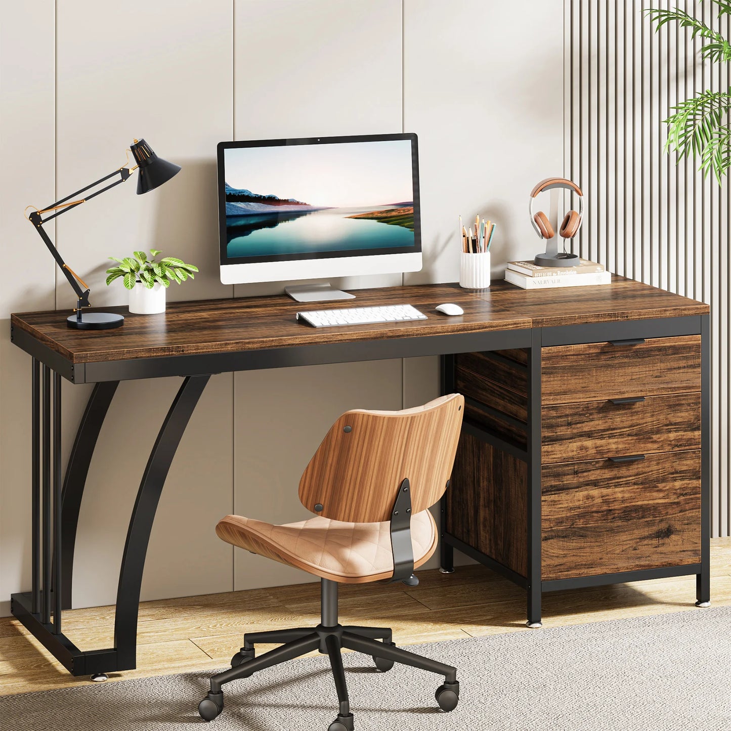 Tribesigns Computer Desk With Three Reversible Drawers