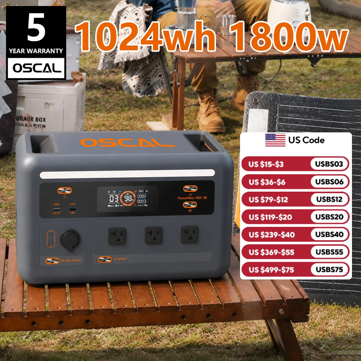 Oscol 1800W Lithium Portable Solar Generator Power Station