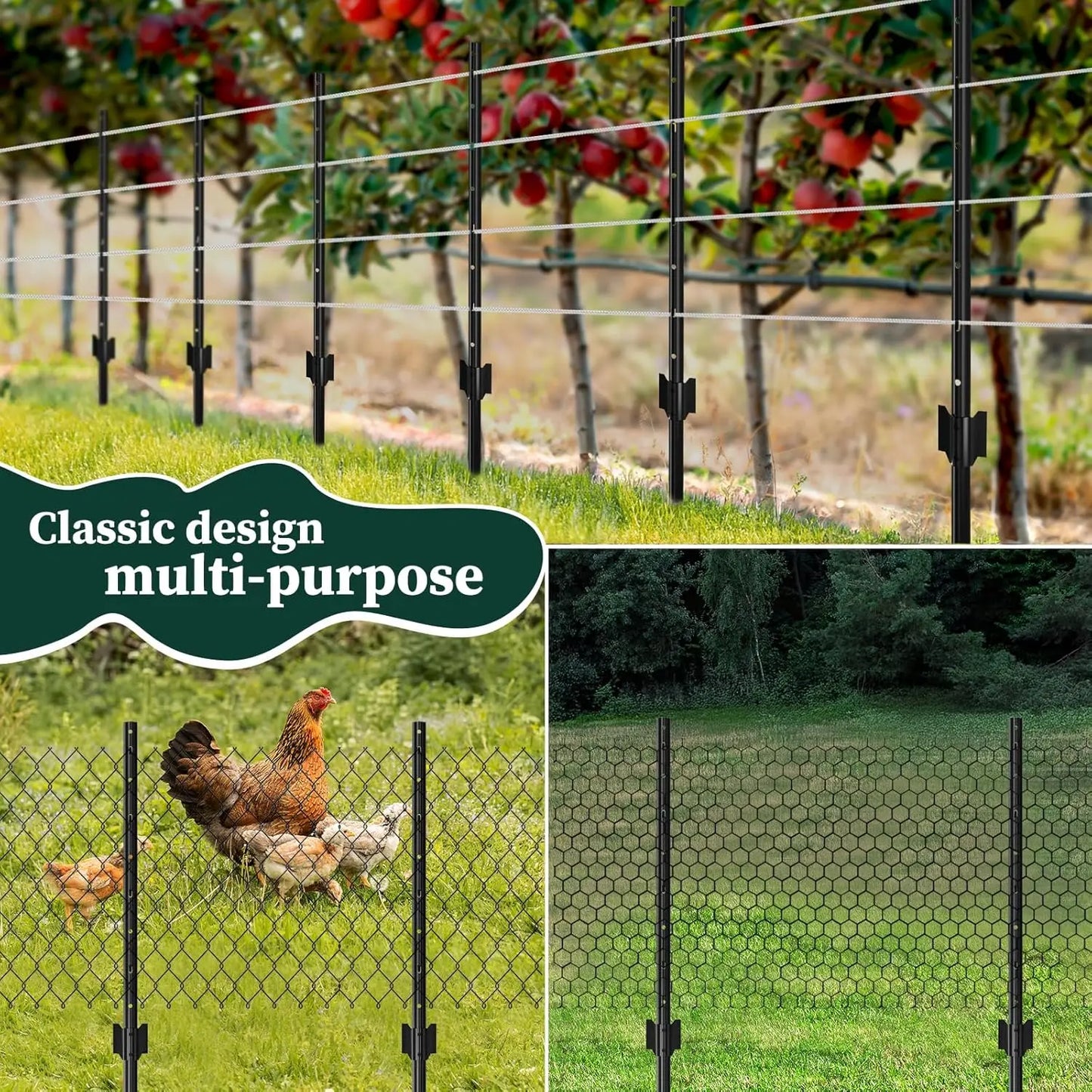 Garden Fence Post U-Post Heavy Duty Metal 10 Pack Bundle