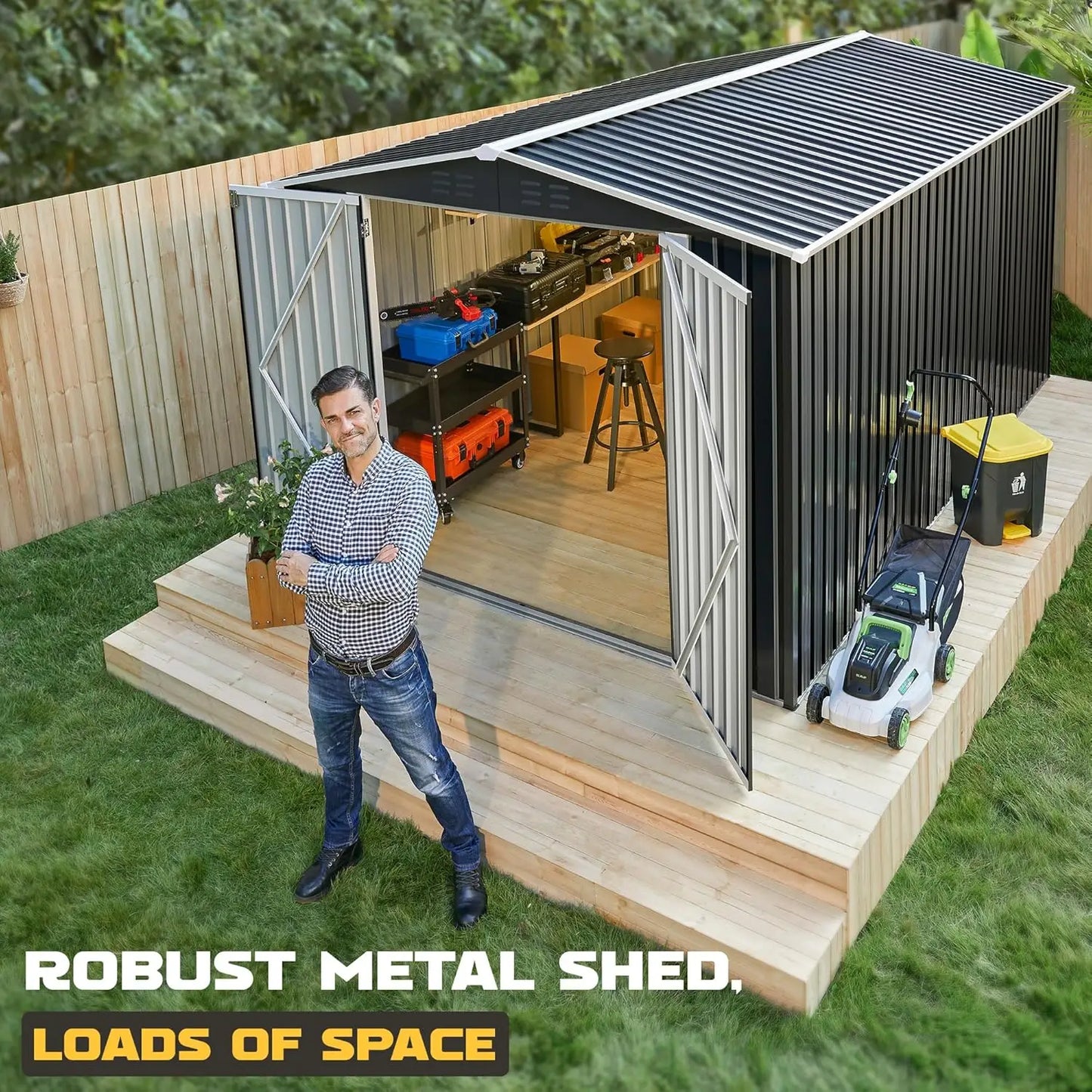 Outdoor Metal Storage Shed Waterproof Easy Assembly
