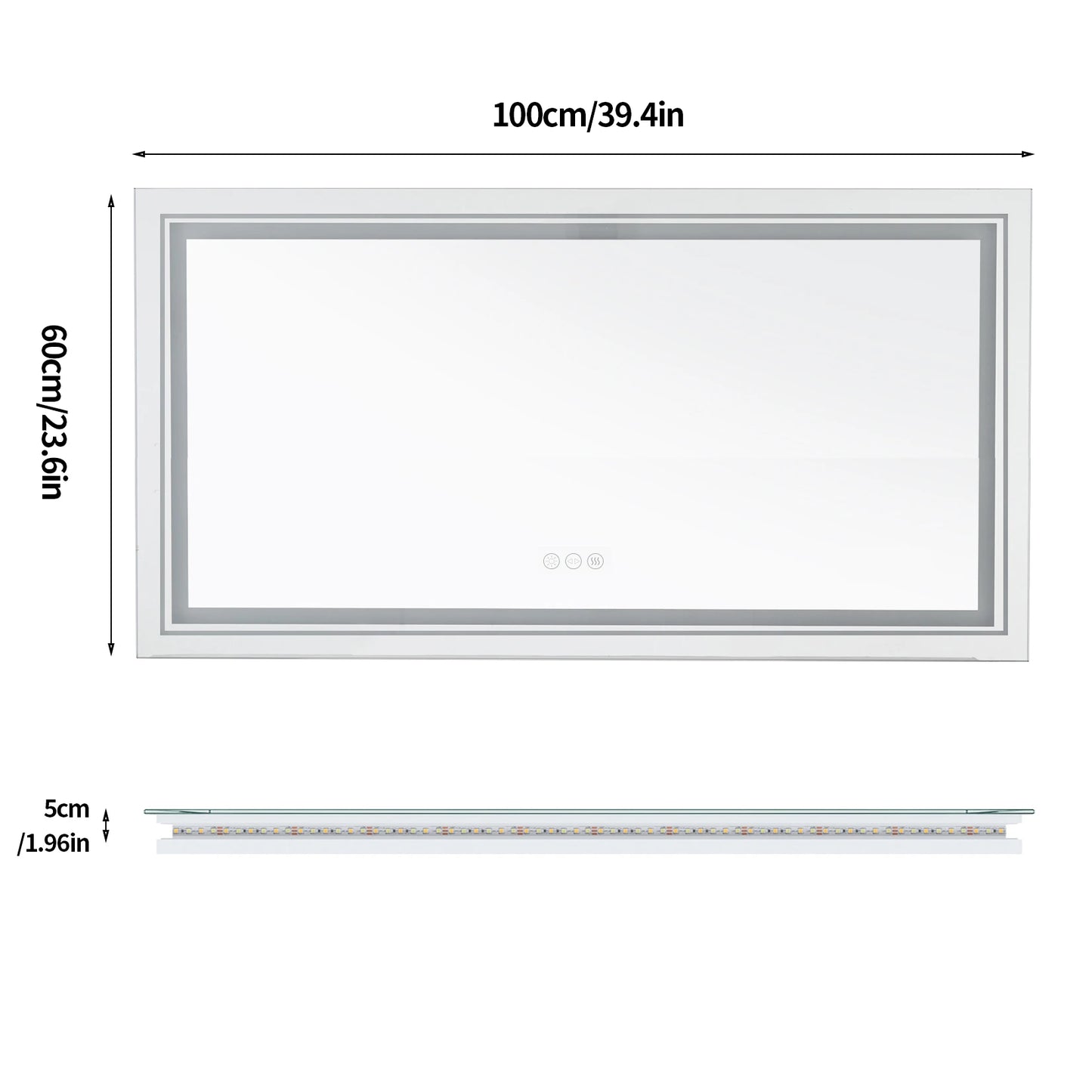 LED Bathroom Vanity Mirror With Front And Backlit Lighting Wall Mounted