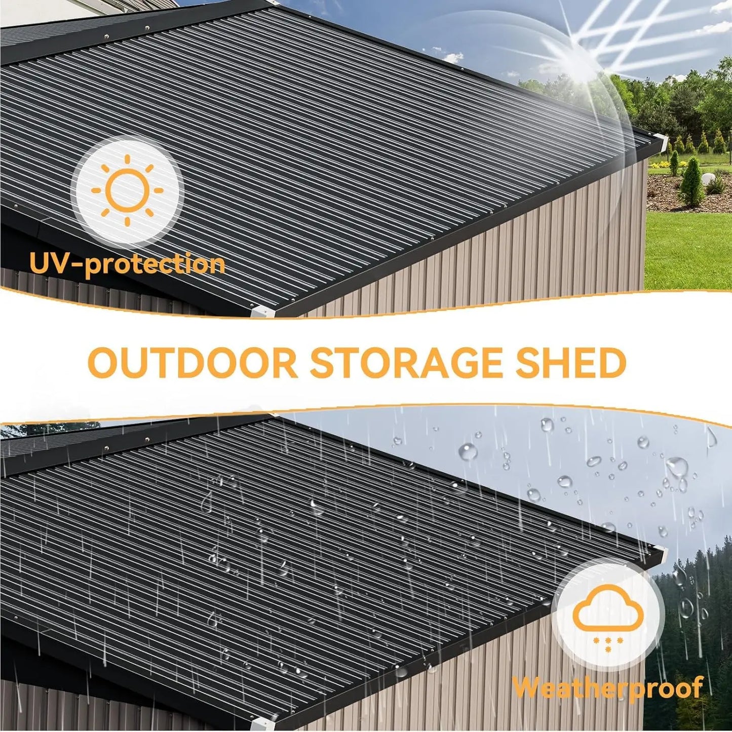 Outdoor Metal Storage Shed With Lockable Double Hinged Doors