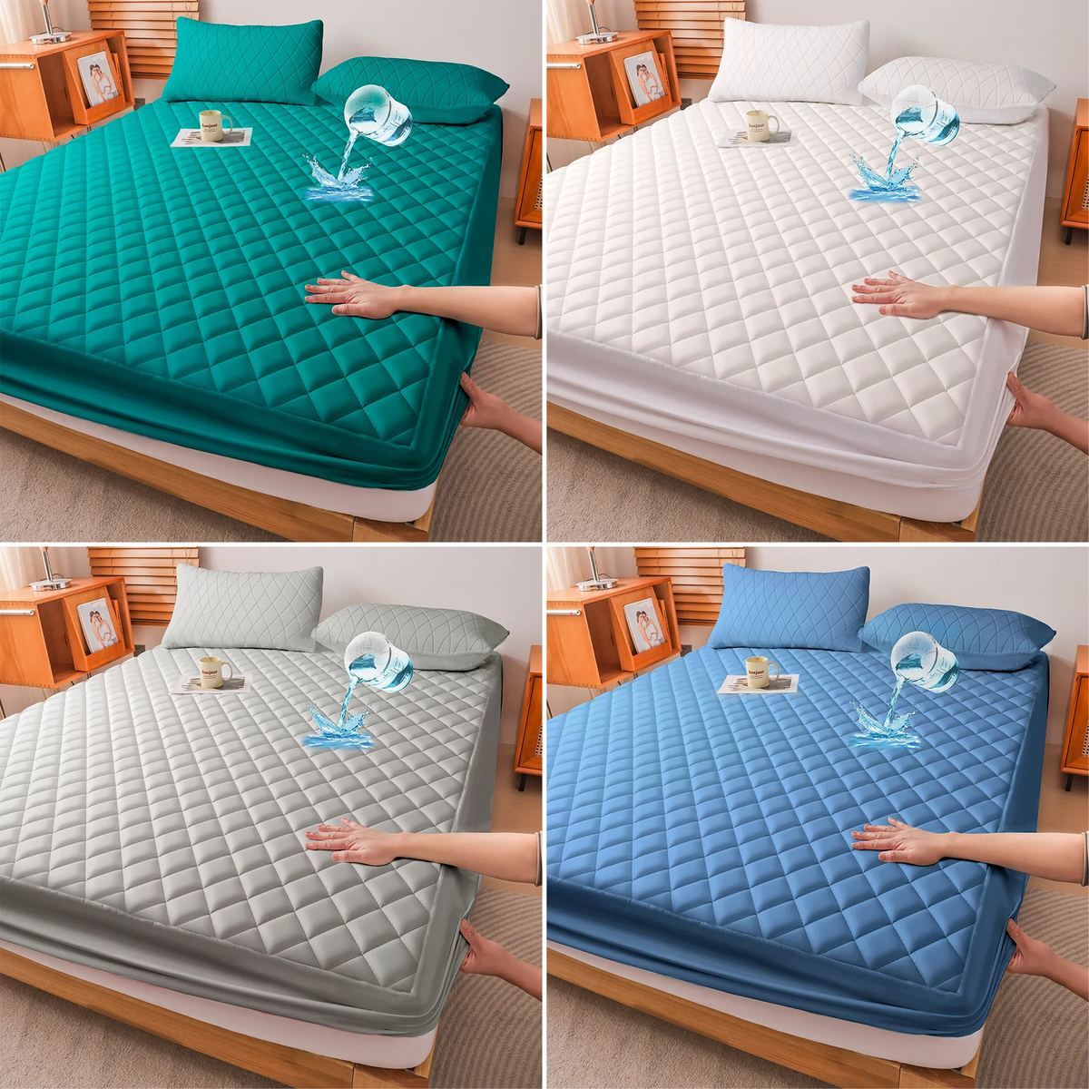 Waterproof Quilted Mattress Protector With Deep Pocket Breathable Bedding