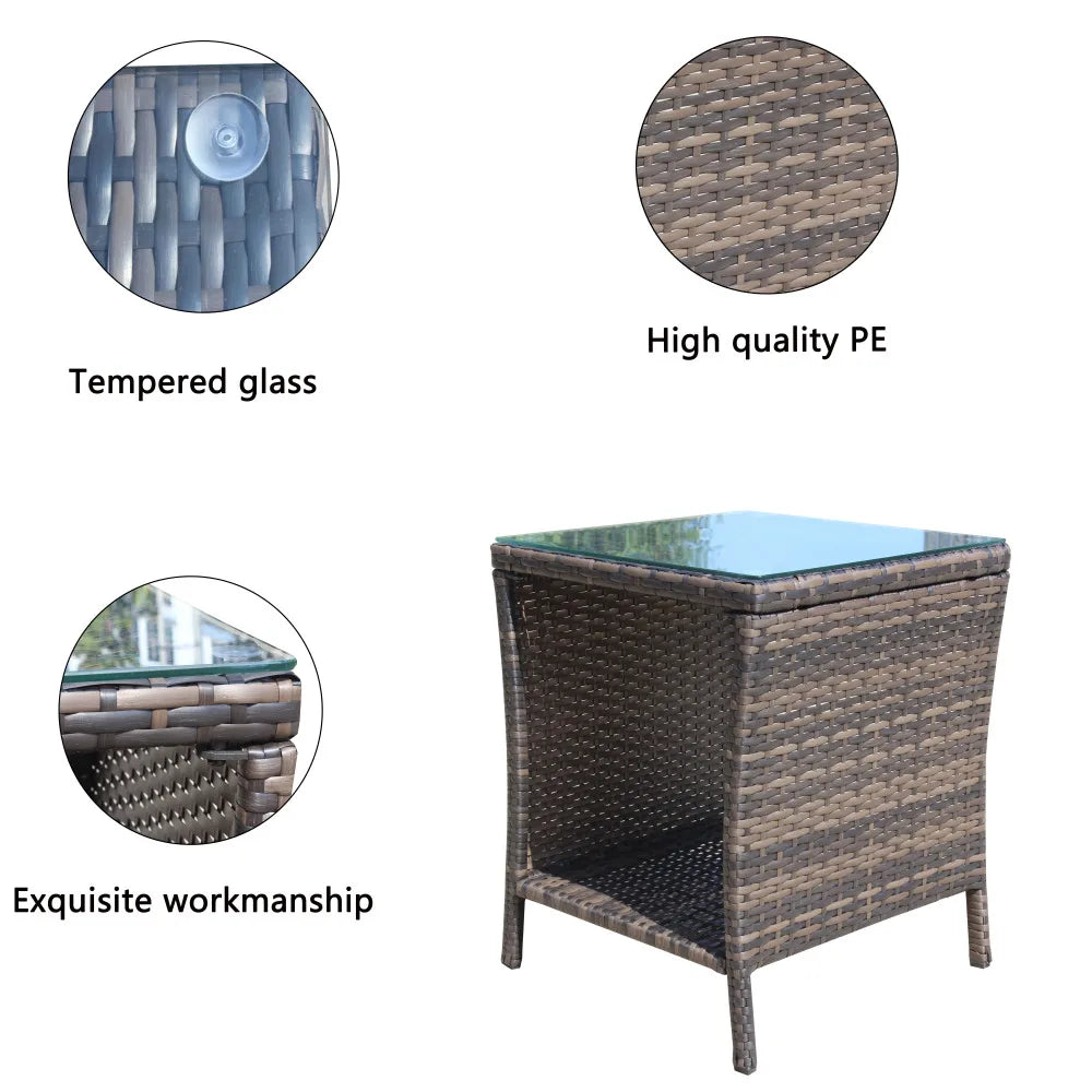 LISM Outdoor Patio Coffee Table With Clear Tempered Glass