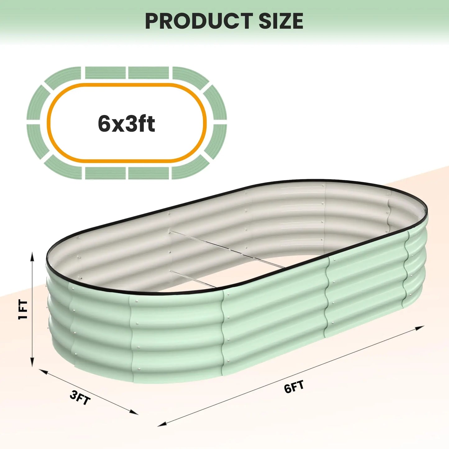 HiMISS 2 Pack Oval Galvanized Steel Raised Garden Bed Planter