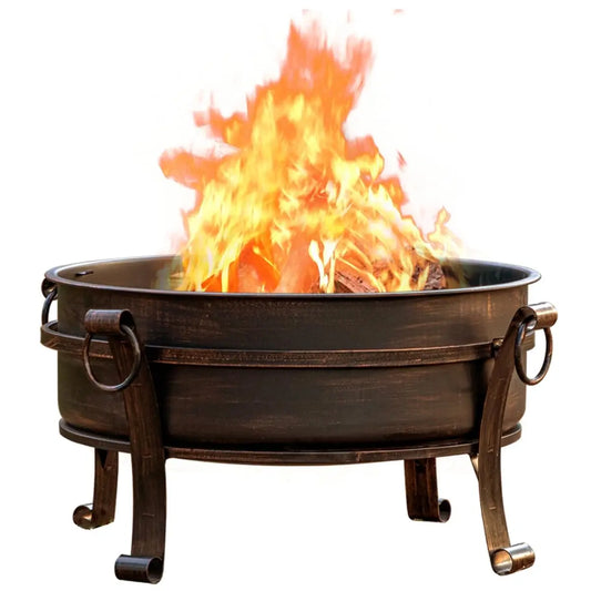 Three In One Wooden Fire Pit With GrillGrate And Lid