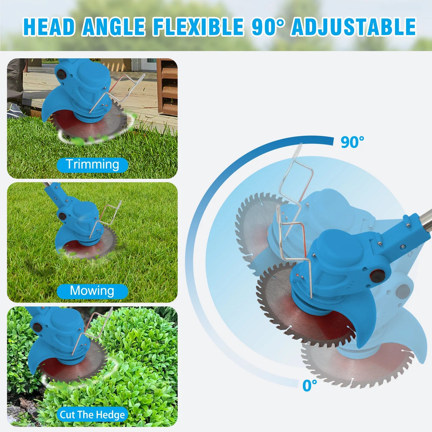 21V Cordless Lawn Mower And Grass Trimmer 3in1 Foldable Tool