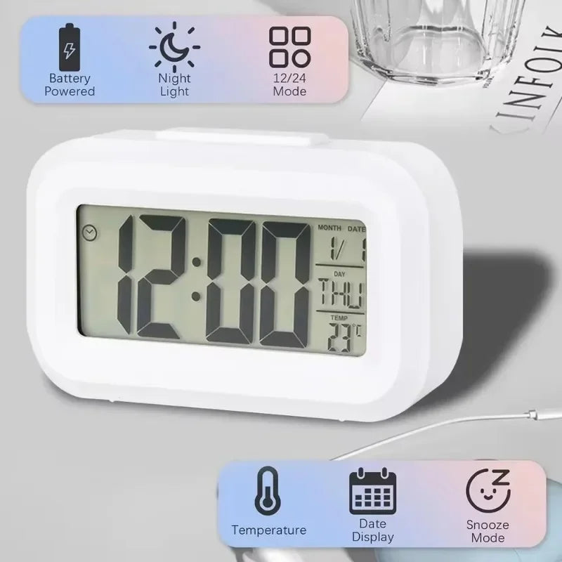 Digital Desk Clock With Calendar Alarm And Led Display