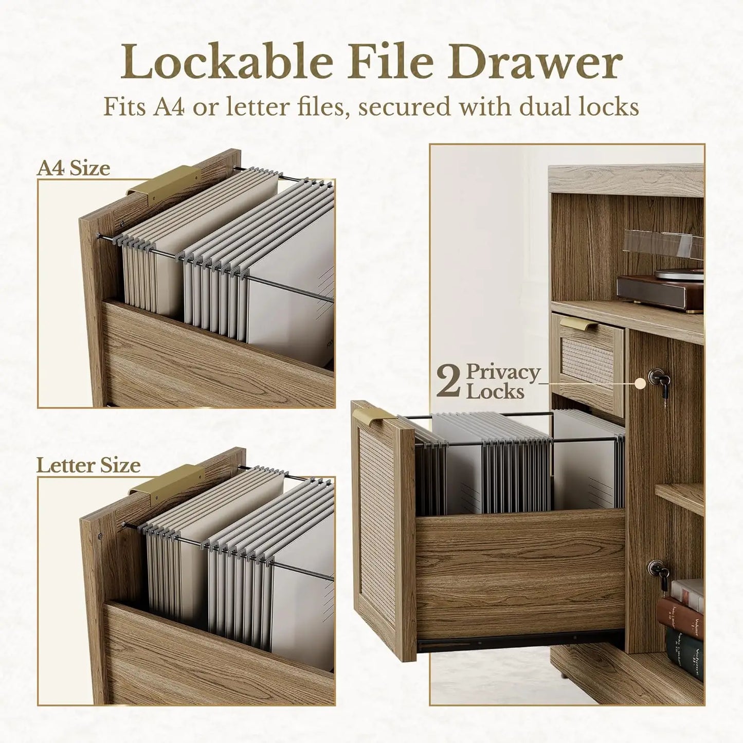 Electric Height Adjustable Standing Desk With Bookshelf And File Storage