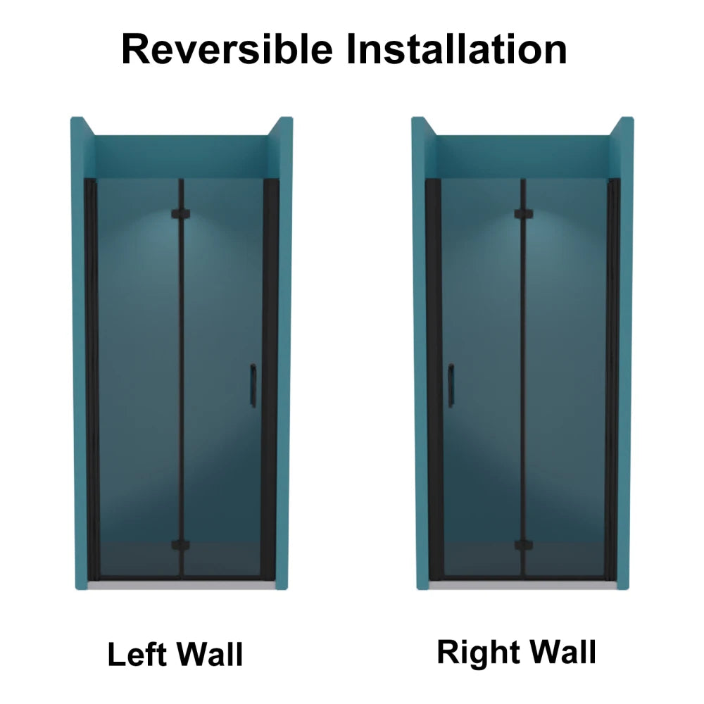 Bi-Fold Semi-Frameless Shower Doors With Clear Tempered Glass