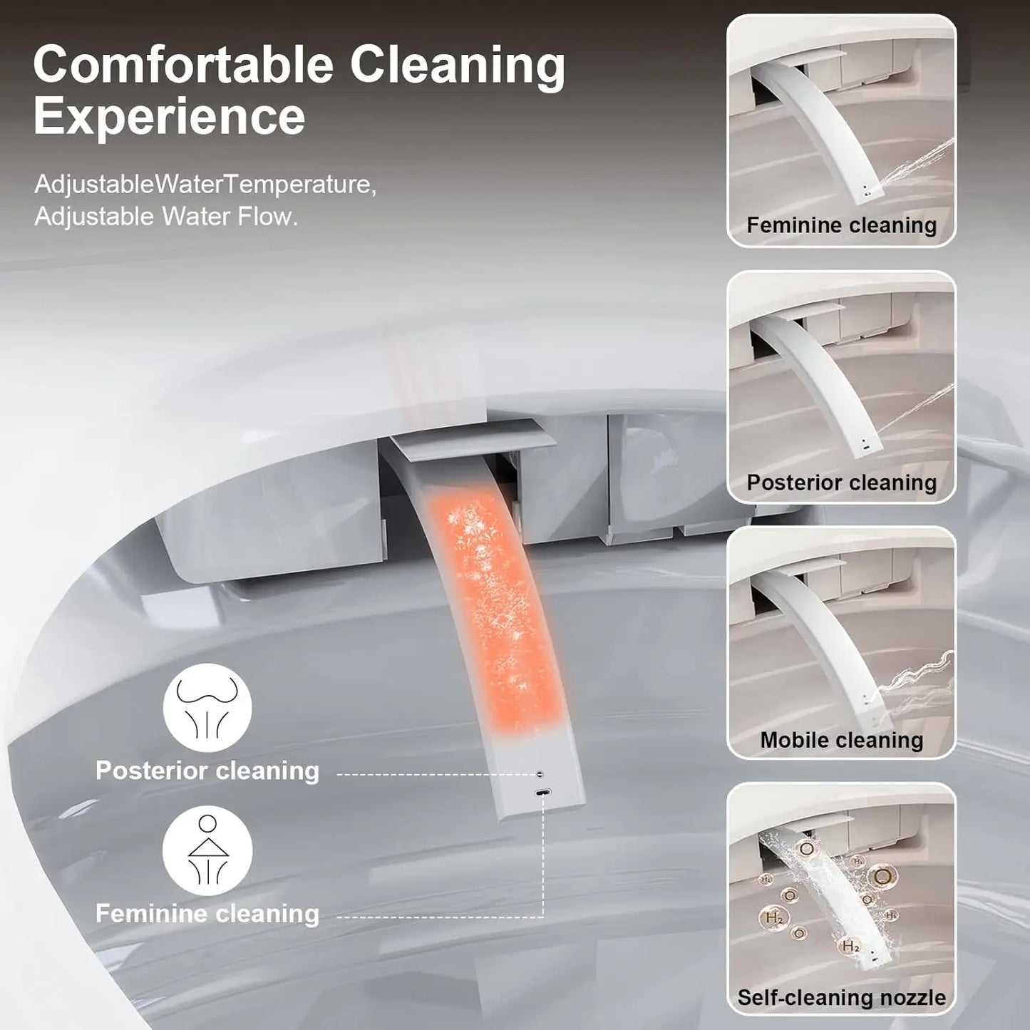 Smart Toilet With Bidet, Auto Open Close And Auto Flush
