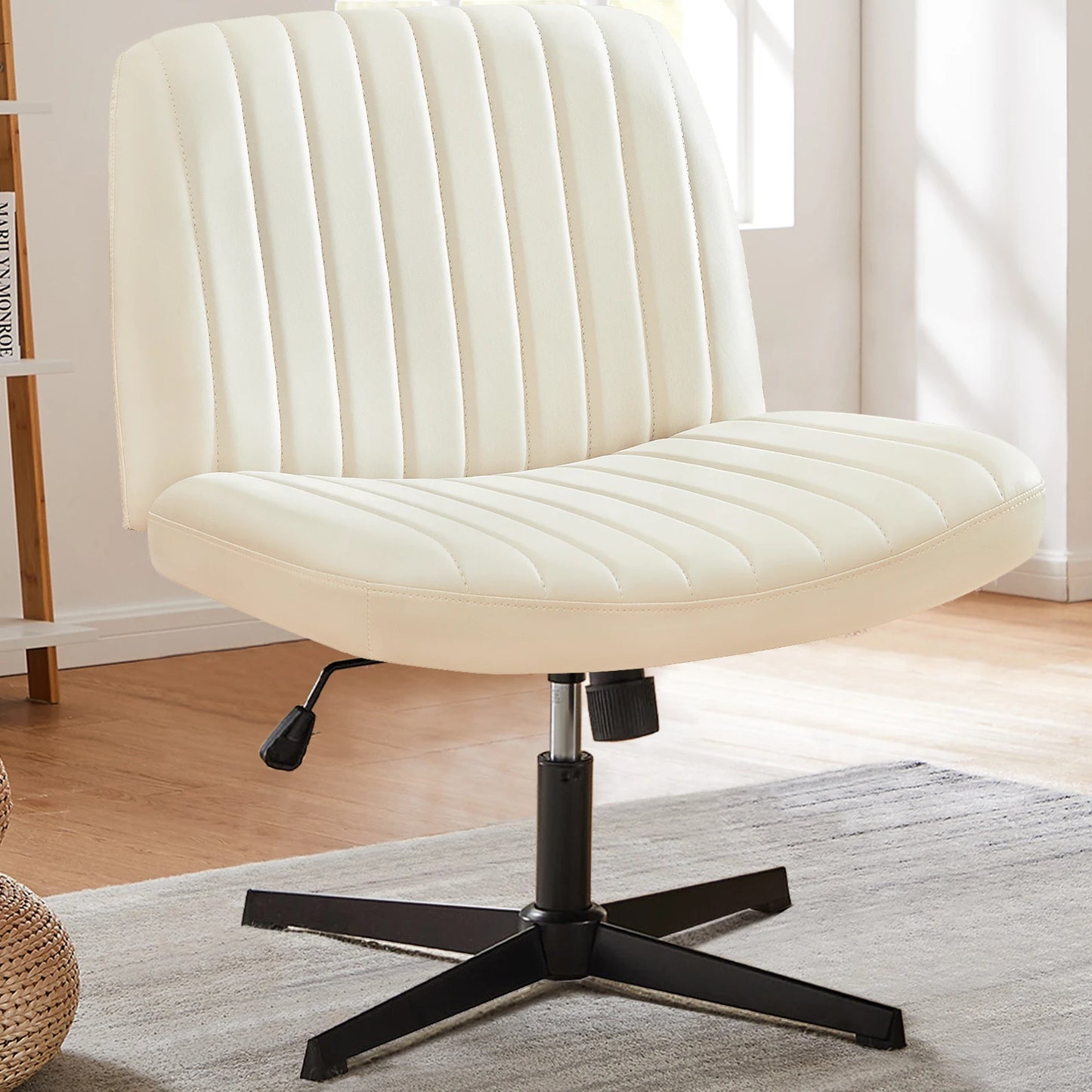 JHK Cross Legged Office Chair Rocking Swivel Adjustable Fabric Task Chair