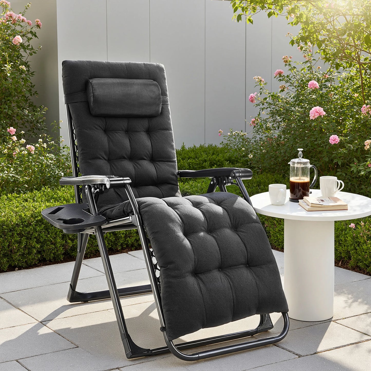 JHK Zero Gravity Portable Recliner With Cup Holder For Outdoor