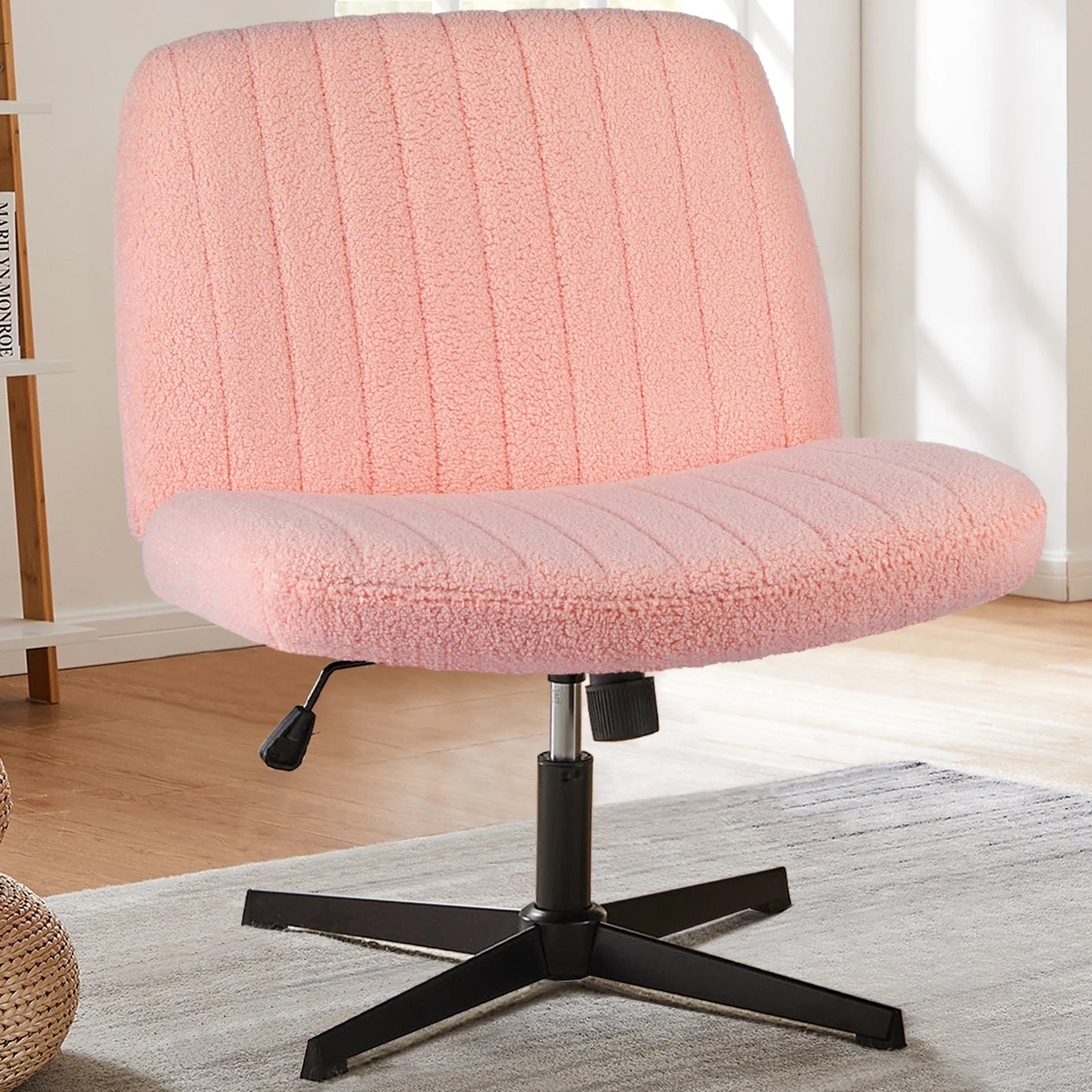 JHK Cross Legged Office Chair Rocking Swivel Adjustable Fabric Task Chair