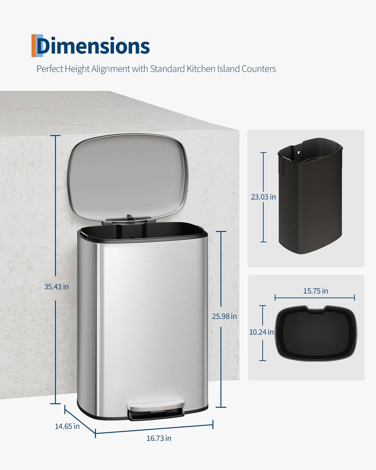 TWISTER.CKCN Stainless Steel StepOn Trash Can Combo Set