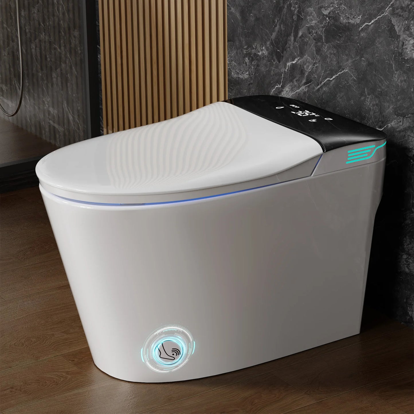 Smart Toilet With Bidet And Foam Dispenser Voice Control
