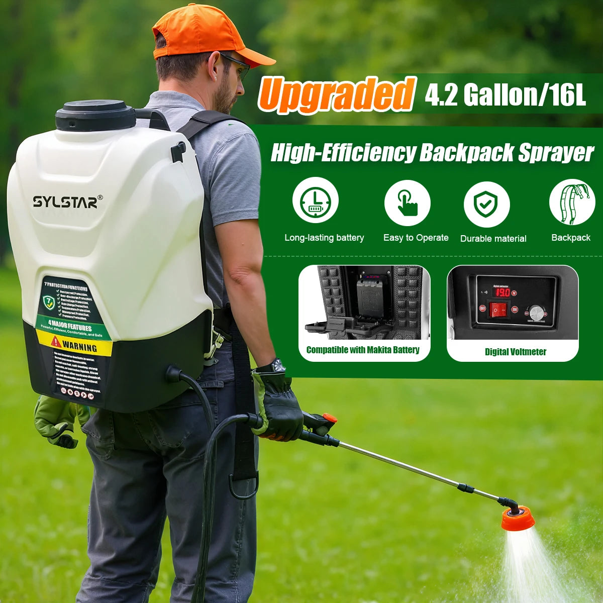 Backpack Sprayer Battery Powered 100 PSI Makita Compatible Garden Sprayer