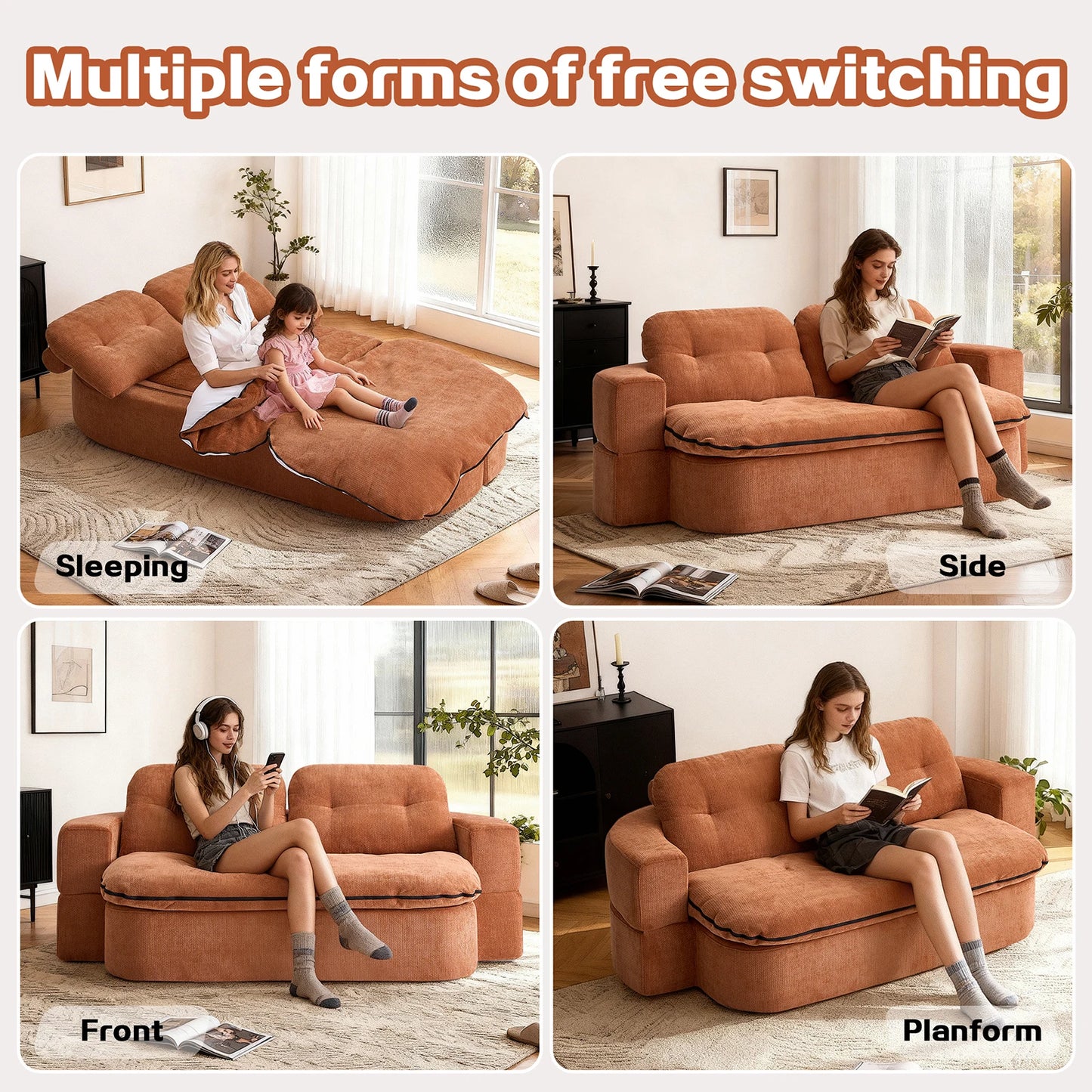 THOLASIS CN Convertible Sofa Bed Loveseat For Small Spaces