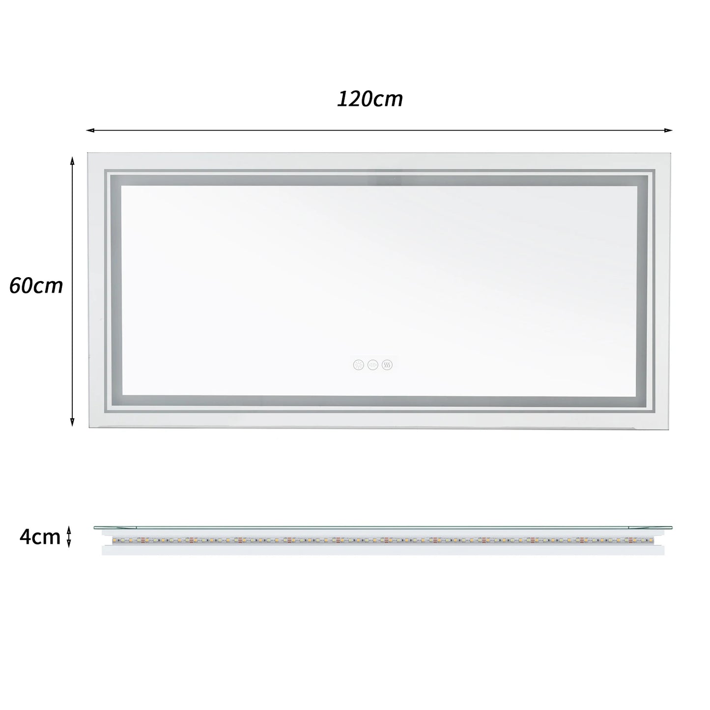 LED Bathroom Vanity Mirror With Front And Backlit Lighting Wall Mounted