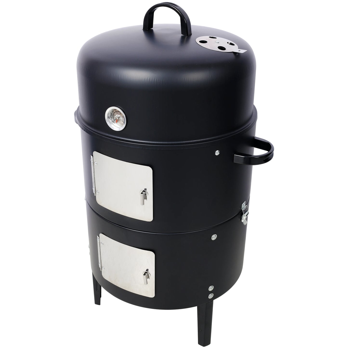 Steel Charcoal Smoker Heavy Duty Round BBQ Grill Outdoors