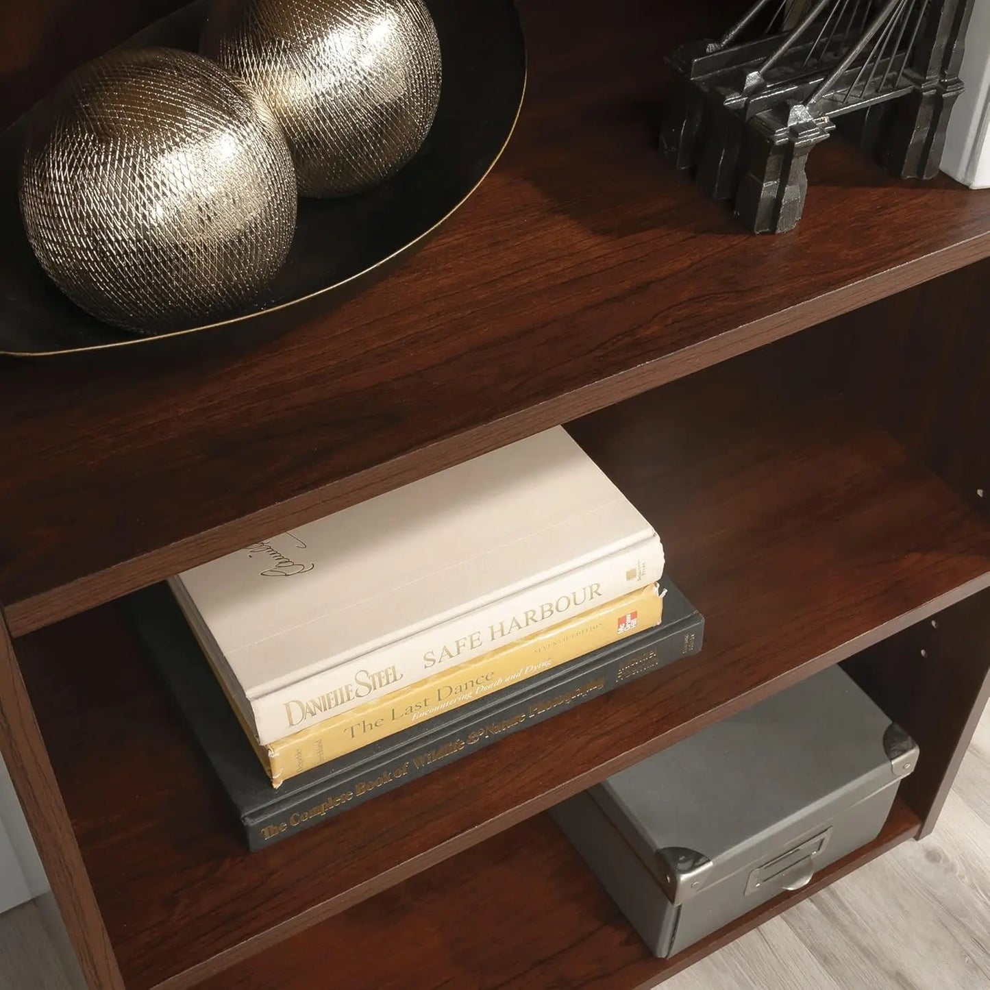 Three-Shelf Adjustable Bookcase for Home Office and Living Room