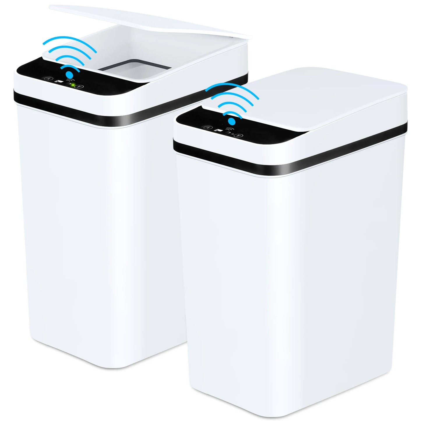 NONECN 2 Pack Touchless Slim Bathroom Trash Cans With Lid