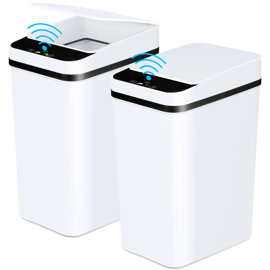 NONECN 2 Pack Touchless Slim Bathroom Trash Cans With Lid