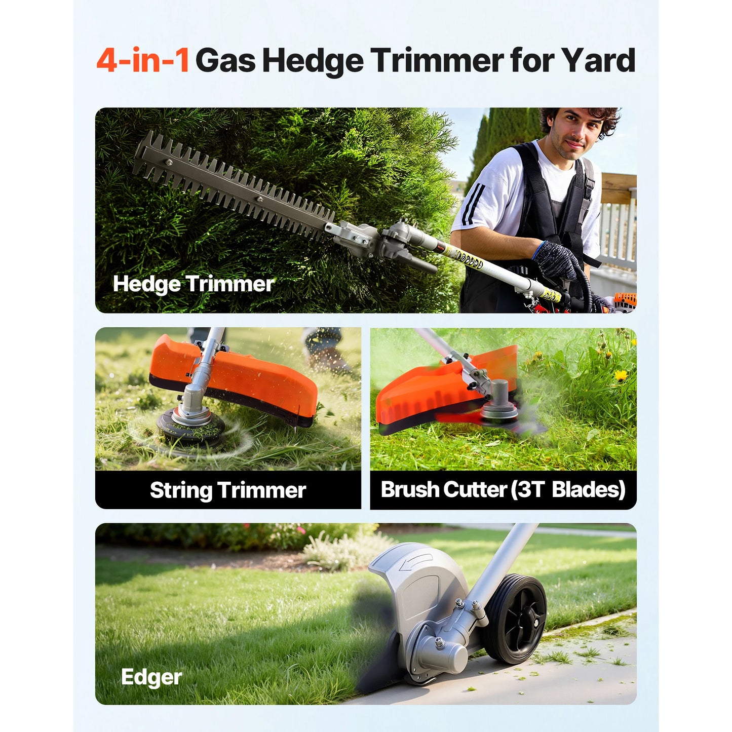 SucceBuy Gas Hedge Trimmer 2 Cycle Power Handheld With Gear