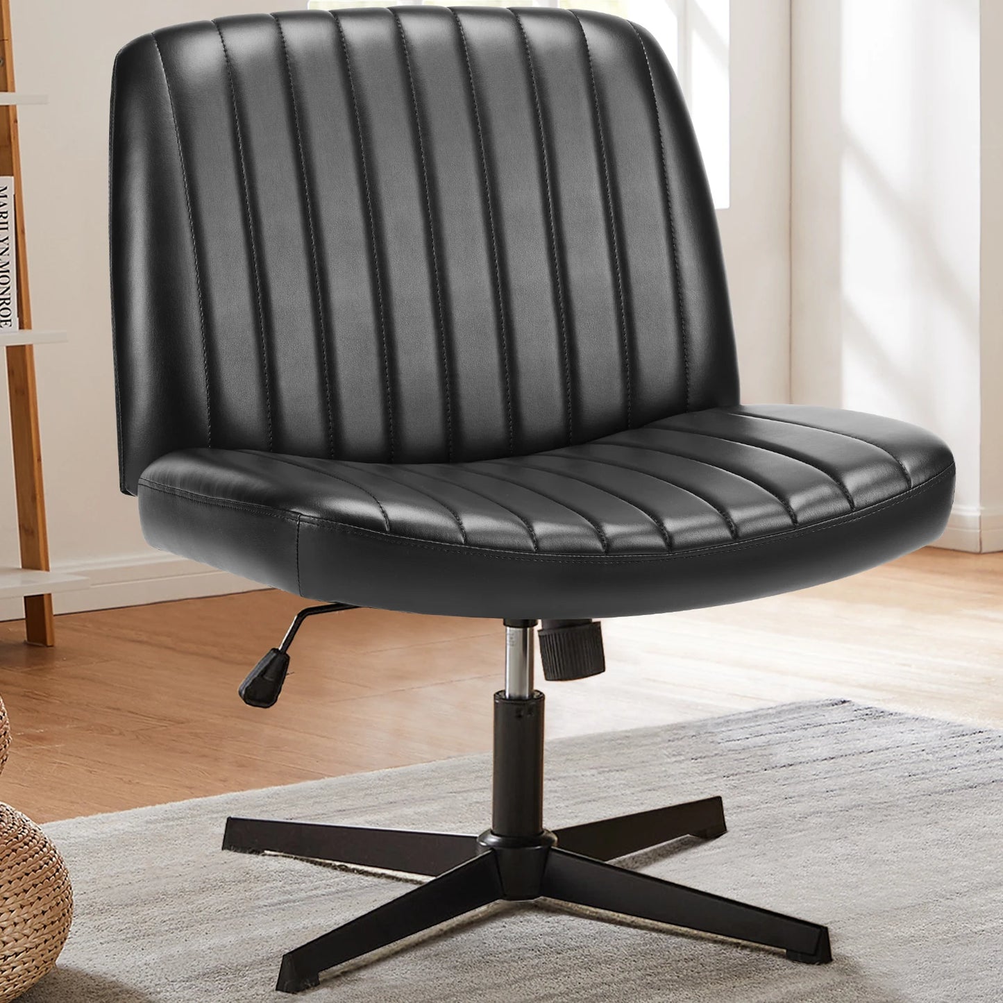JHK Cross Legged Office Chair Rocking Swivel Adjustable Fabric Task Chair