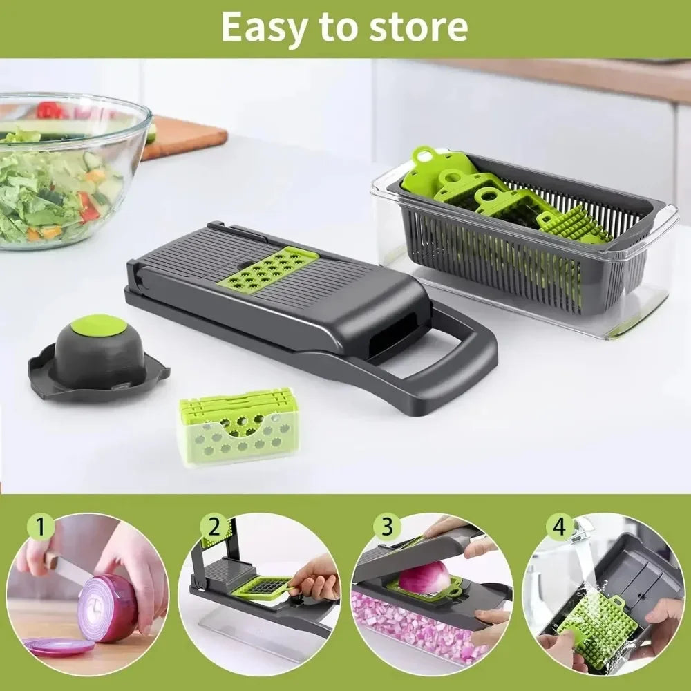 AEDG 14-In-1 Vegetable Chopper Slicer Dicer With Handle