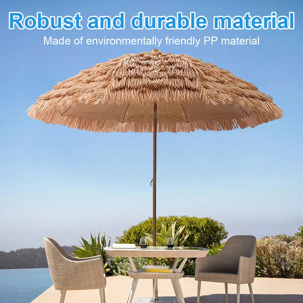 NovaSphere Thatched Garden Umbrella Height Adjustable Patio Shade