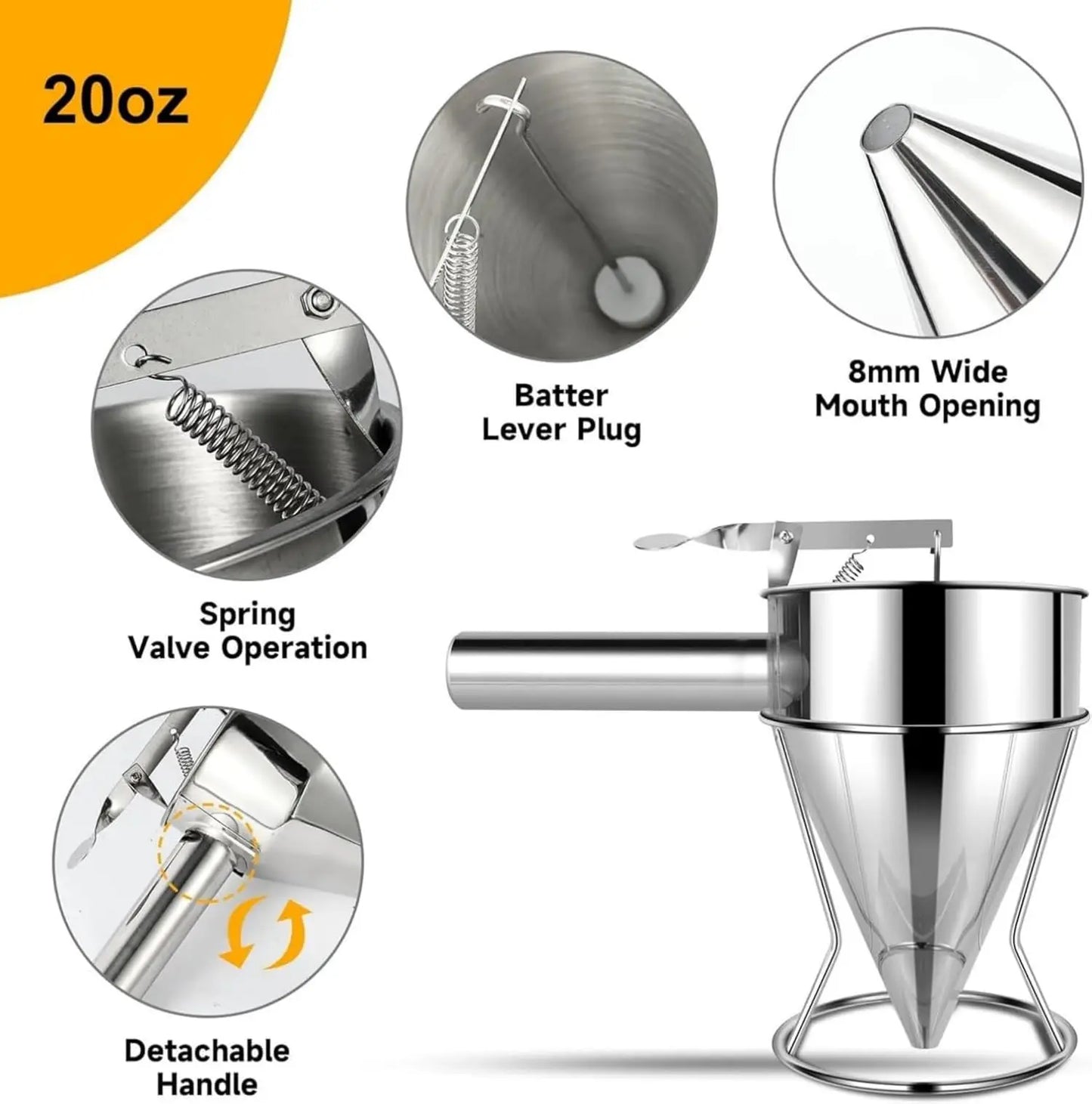 Stainless Steel Pancake Batter Dispenser With 4 Nozzles And Stand