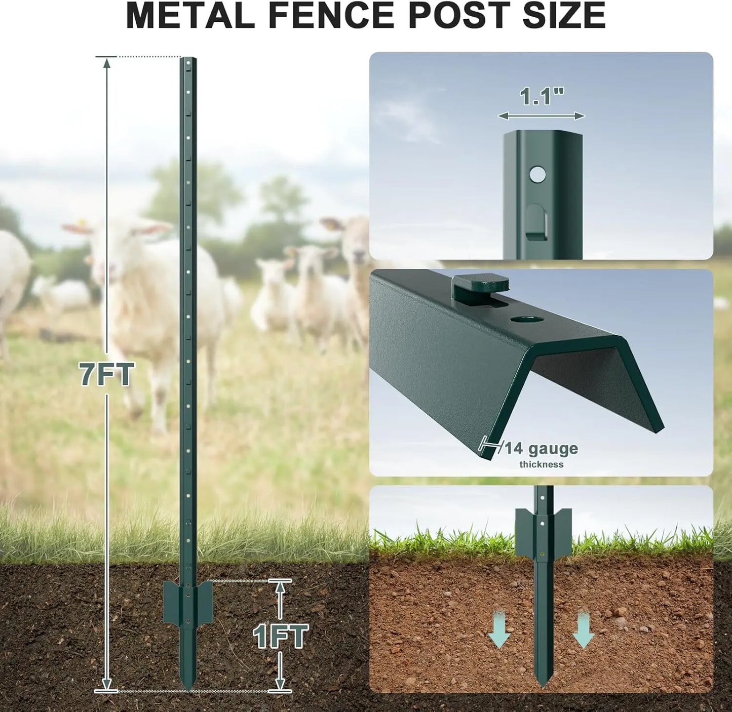 Metal Fence Post U Post No Dig Garden Stakes For Temporary Fencing