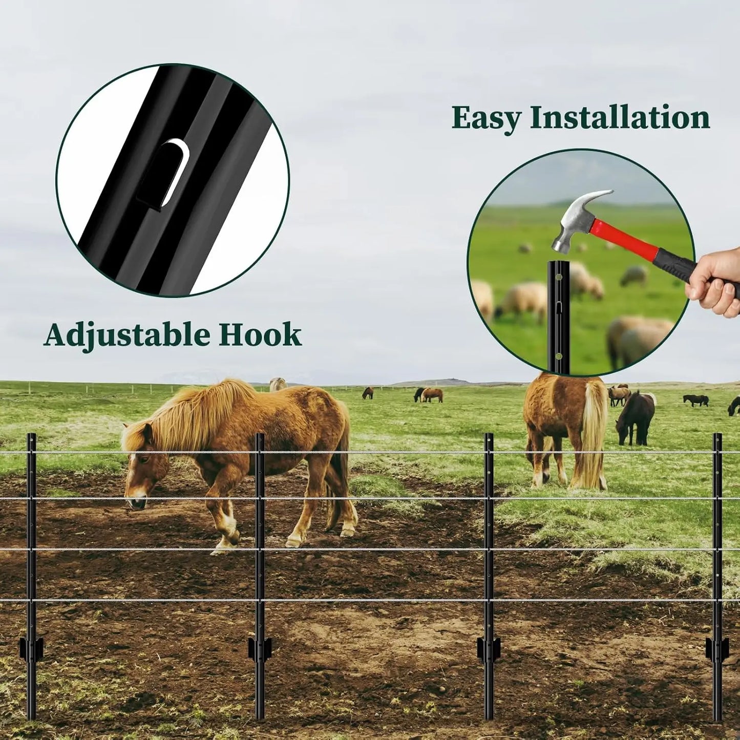 Garden Fence Post U-Post Heavy Duty Metal 10 Pack Bundle