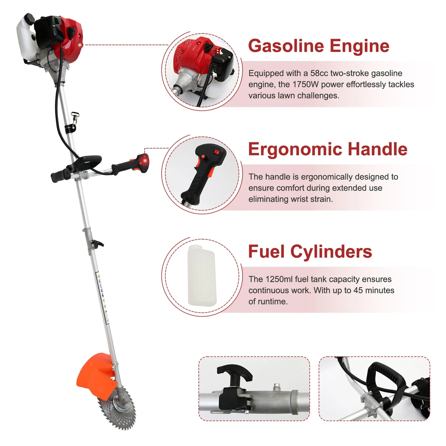 Gas Powered 2-Stroke Weed Wacker 4-In-1 String Trimmer