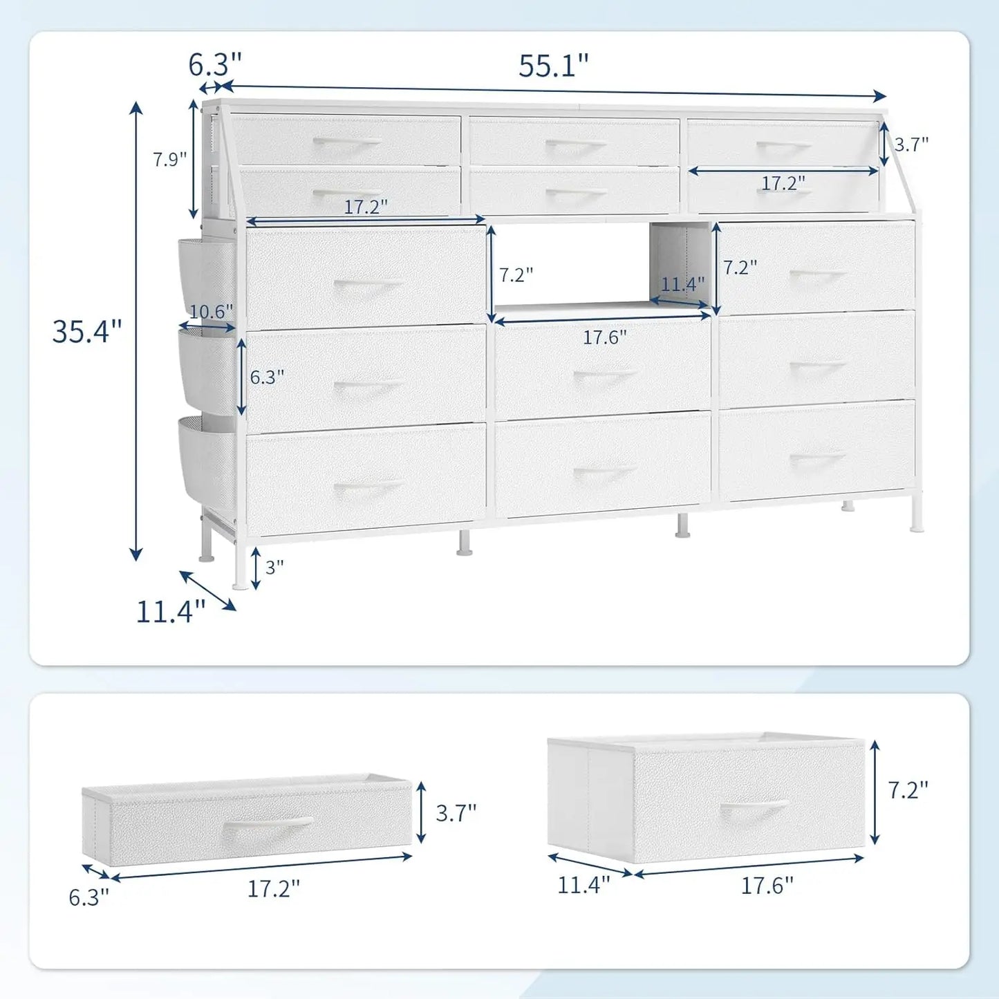 Twister.CK 14 Drawer Dresser With Wooden Top Metal Frame