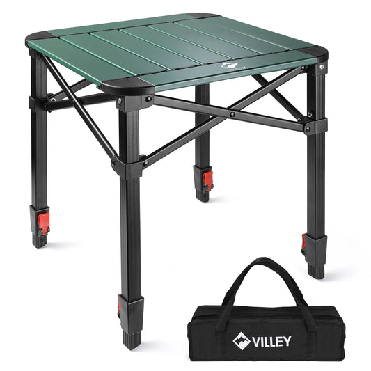 Villey Folding Camping Adjustable Square Table with Carry Bag Aluminum