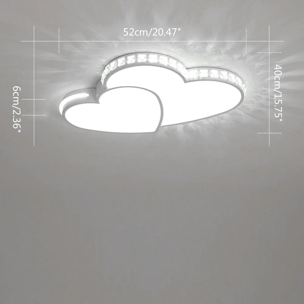 Heart Shaped Crystal LED Ceiling Light Flush Mount For Kids