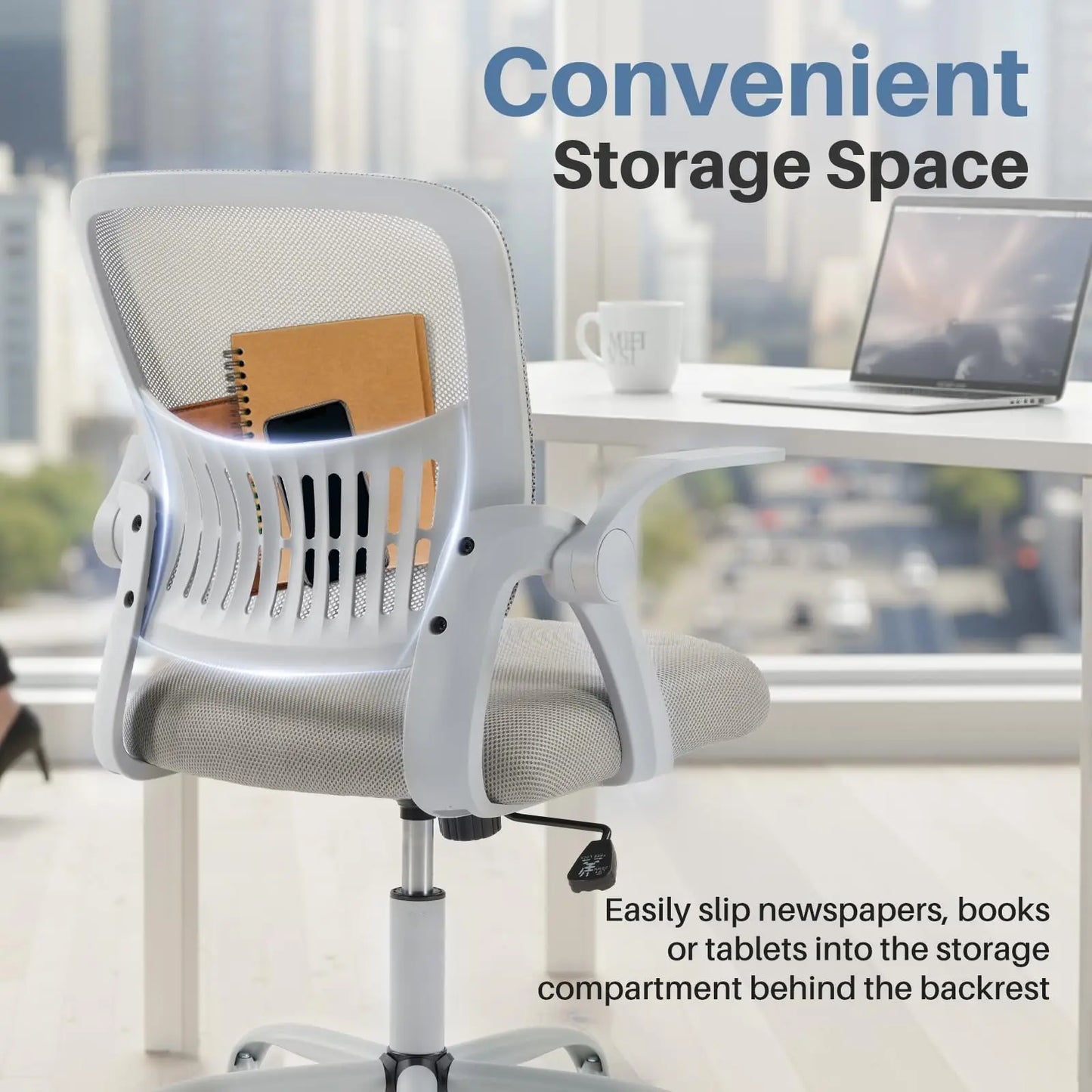 JHK Ergonomic Office Chair With Lumbar Support And Flip-Up Armrest