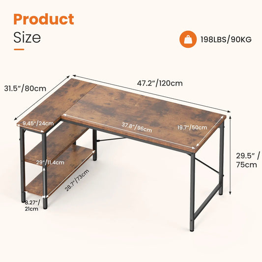 JHK L Shaped Desk For Computer With Reversible Storage Shelves